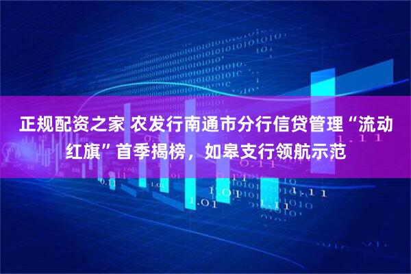 正规配资之家 农发行南通市分行信贷管理“流动红旗”首季揭榜，如皋支行领航示范